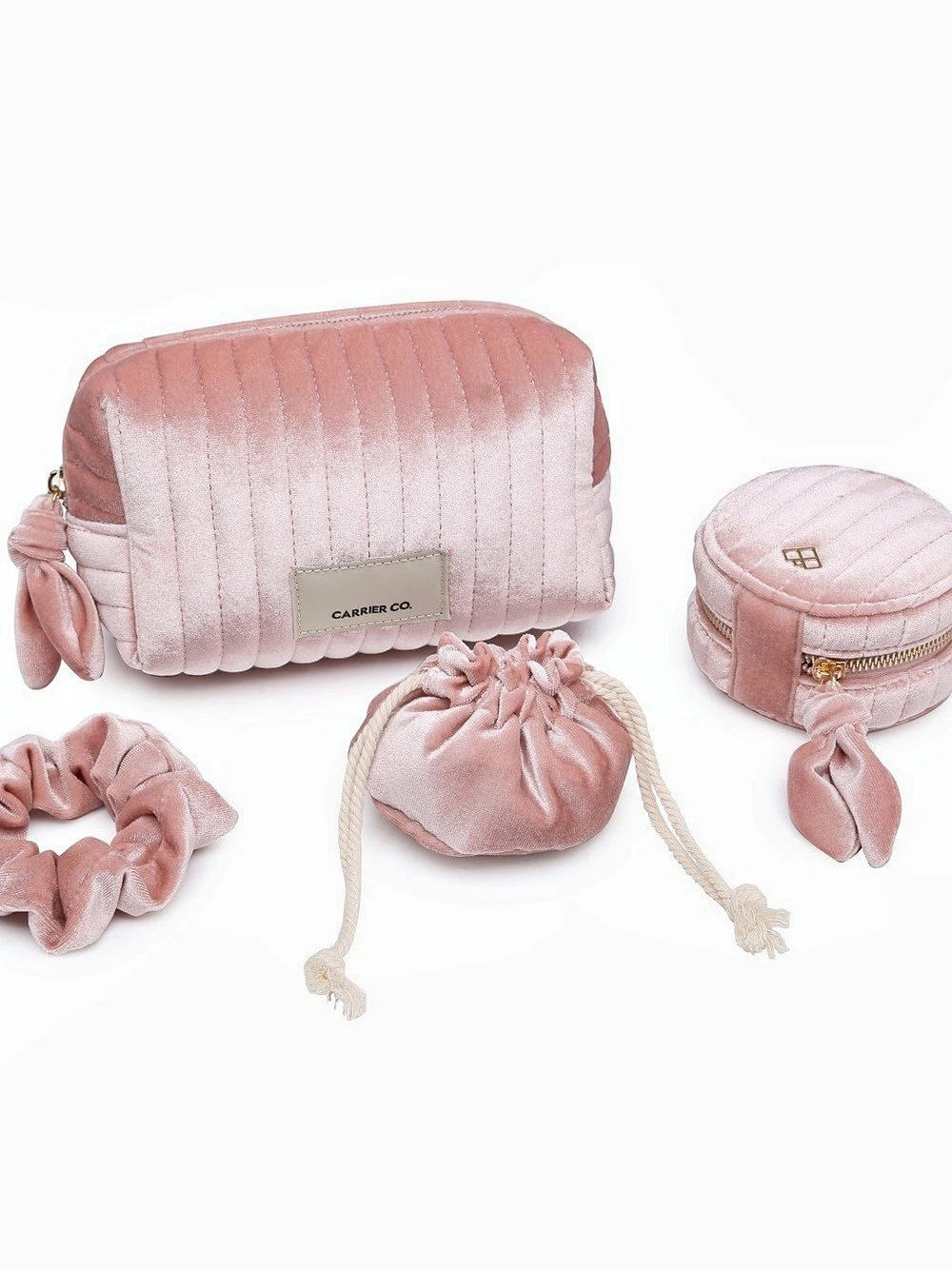 Carrier Co. Quilted Cosmetic Bag Set in Pink NWT